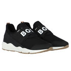 Boys Black Logo Trainers, 1, hi-res